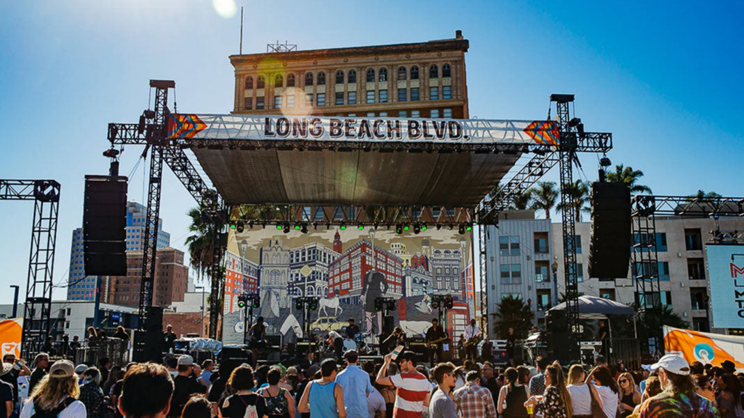 A concert stage in Long Beach, CA
