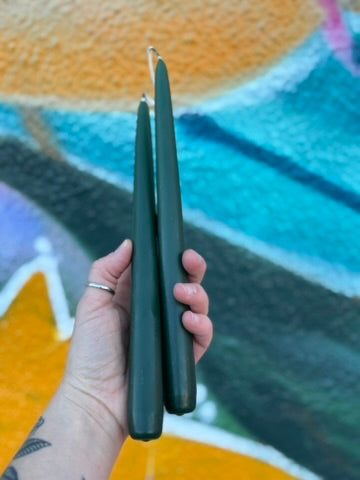 Forest Green Bayberry 10" Taper Candles Set of 2