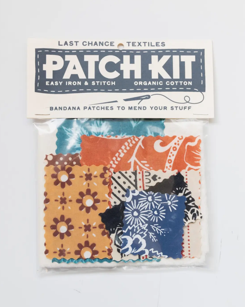 This kit makes tackling that mending pile fun. Iron-on backing on each patch makes placement and stitching super easy. We created this pack of assorted patches from our production scraps because we love upcycling for zero-waste goals.
