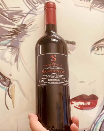 Sanguineto I e II Rosso di Montepulciano 100% Sangiovese Tuscany, Italy  Woman winemaker - Dora Forsoni. All natural. Super rad Lesbian winemaker! Salted Raspberries. Pink peppercorns. Framboise layered with Dark Chocolate. Rustic leather and tobacco pipe. Dried oregano.  Tomato leaf.