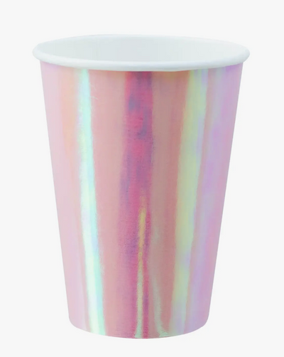 Gold foiled rims and solid foil designs. - Paper cups - Rose gold foil detail - Approx 12oz - Pack of 8 Sustainable and woman owned!