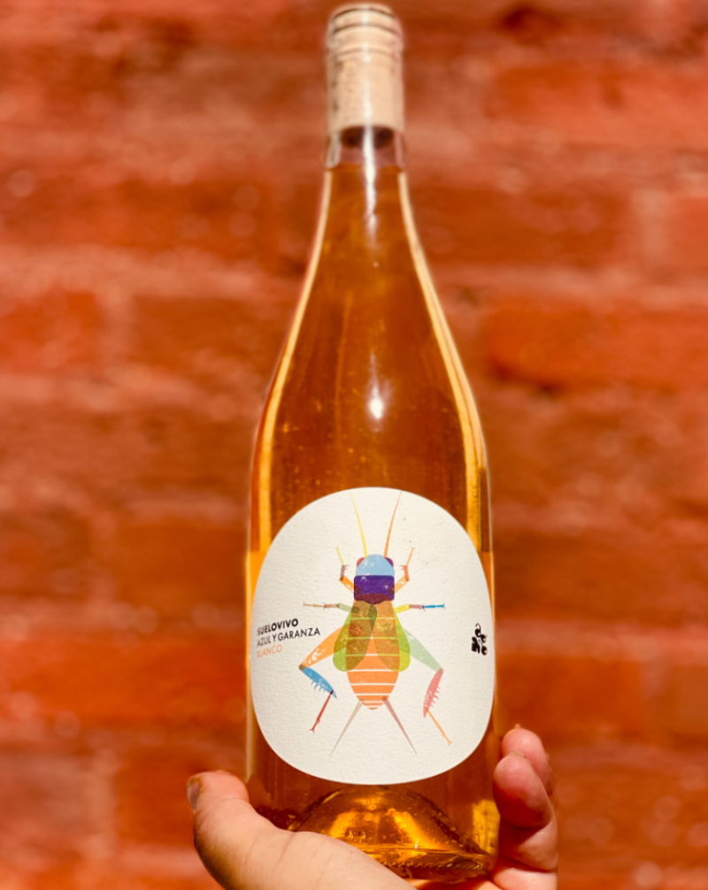 90% Garnacha Blanca 10% Moscatel Navarra, Spain.  Woman winemaker - Marian Barrena. All natural. Orange wine. Flower Power.  Rolling stone fruit down  a damp mountain forest.  Puppy breath. Dry tannic grip. Dusty Summer road. Crushable Funk!