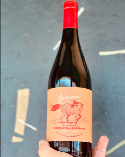 60% Garnacha, 40% Graciano. Navarra, Spain  Woman winemaker - Maria Barrena. All natural. Chillable red. Blueberry fairy sprinkling anise dust over a cherry tree. Pepper pop! Big yet light. Leather and spice. Clove smokes. Dry earthy herbs.