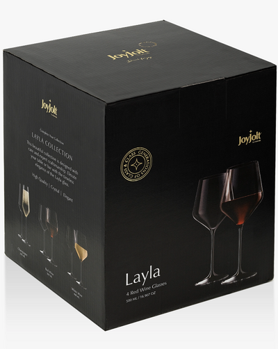 With beautiful glass cut, perfectly uniform rims and sophisticated lines, the JoyJolt Layla Red Glasses will certainly impress anyone! These are crafted with care in Czech Republic from premium quality, highly durable crystal. Dishwasher Safe.