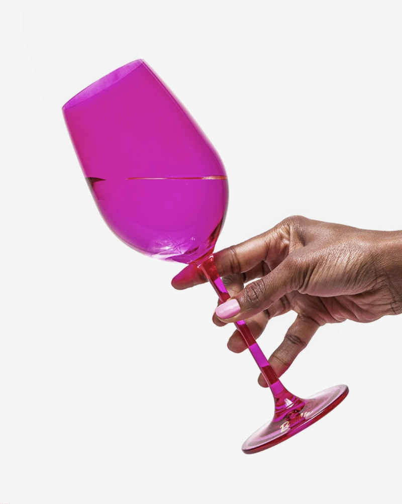 Set of two: (1) magenta, (1) pink. Officially licensed. Bring Barbie™ home with the exciting new collection from Barbie™ and Dragon Glassware Stemmed wine set. These stunning wine glasses feature iconic Barbie™ colors and style to give you the ultimate Barbie™ experience at home.