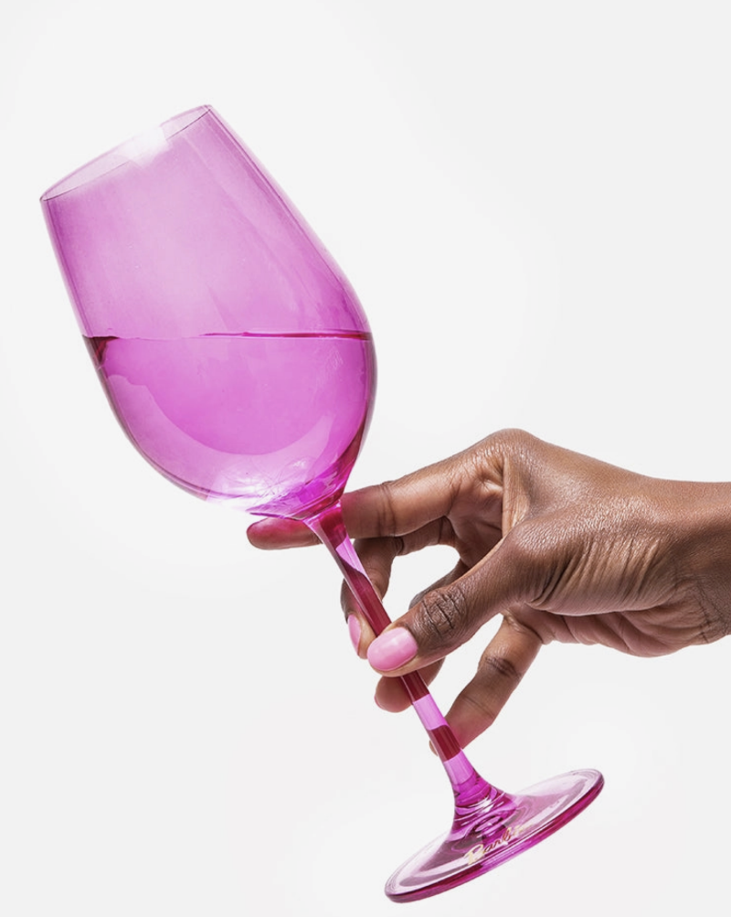 Set of two: (1) magenta, (1) pink. Officially licensed. Bring Barbie™ home with the exciting new collection from Barbie™ and Dragon Glassware Stemmed wine set. These stunning wine glasses feature iconic Barbie™ colors and style to give you the ultimate Barbie™ experience at home.