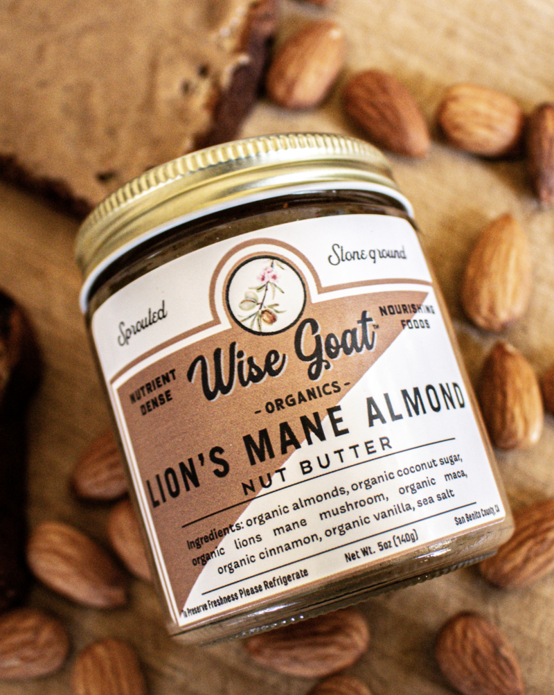 Sugar-Free version of our Lion’s Mane Almond Butter and it’s every bit just as tasty! We’ve kept any and all alternative sweeteners out of this one, it’s simple and delicious! Excellent on toast, in smoothies, sandwiches, or straight out of the jar with a spoon!