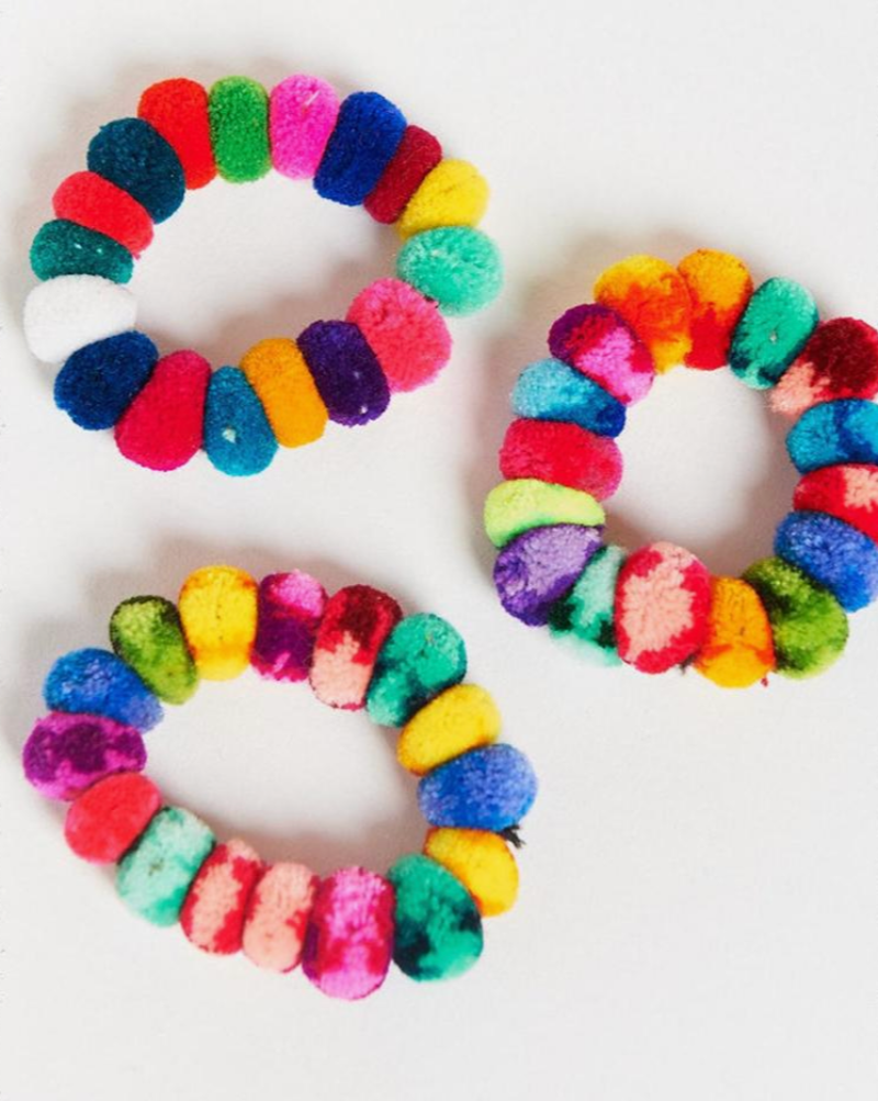 Multi-colored scrunchie hair ties