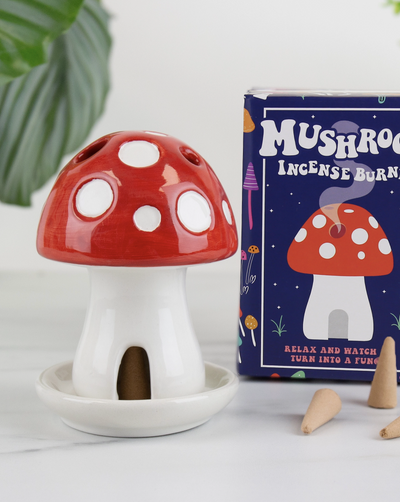 Transform this mushroom into a Fun-GI by filling it with incense. Enjoy the Sandalwood scent and be transported to another world. Includes 1x Mushroom, 1x Resting Dish & 4x Incense Cones Designed in London by Gift Republic
