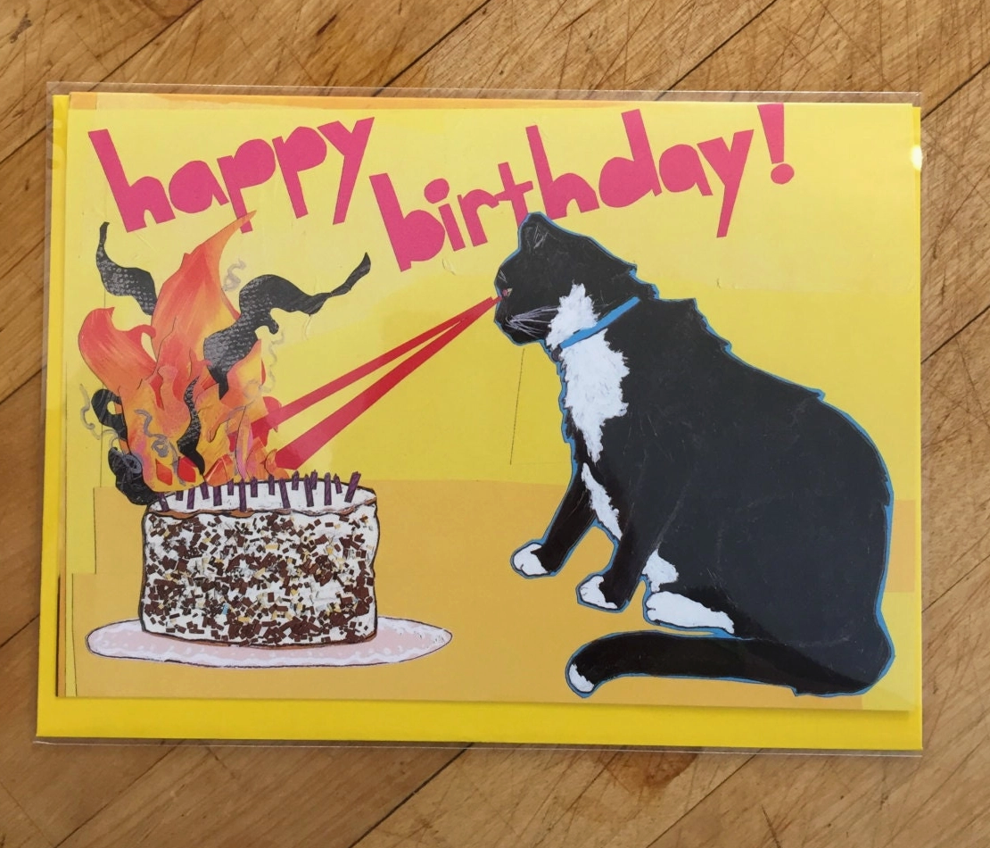 Laser Cat Birthday Card