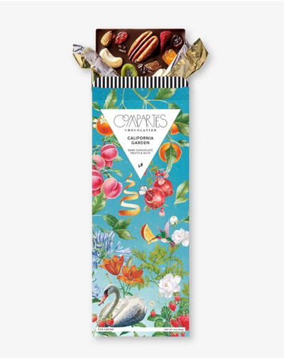 Indulge in all the beautiful flavors and textures of a California summer garden with this vegan dark chocolate bar inspired by the Treasures of the Orchard Box (chosen as one of Oprah’s Favorite Things 2022). Studded with a variety of fruits and nuts from California’s best farmers markets and gardens, every delightful bite will encompass the vibrant and tangy flavors of summer.  Made in California. 