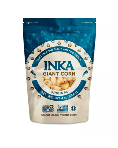 Now you can reward yourself with the same imperial snack the Inca rulers used to reward heroes!. Only the largest, finest kernels are used in preparing the roasted Inka corn for a delicious light crunch. Made with Cusco's Giant Corn, grown only in Peru's Sacred Valley of Incas at 11,000 feet. Non GMO, Gluten Free, Vegan, Kosher.