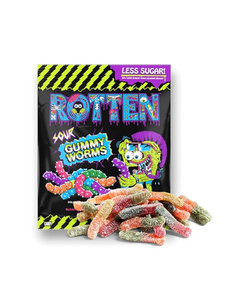 Indulge in the tangy allure of sour gummy worms without the sugar overload! Rotten Sour Gummy Worms offer a guilt-free alternative, boasting 60% less sugar than traditional treats. Crafted with natural ingredients, these worm-shaped delights promise a burst of flavor.