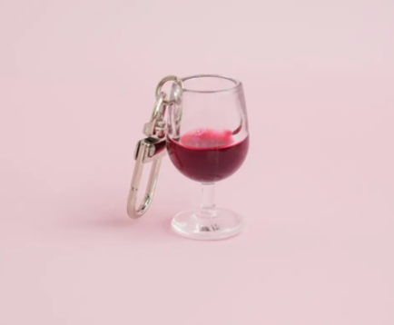 Glass of Red Wine Mini Keychain