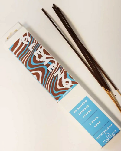 Clemeno bamboo incense sticks with packaging on a white background