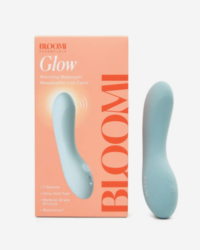 Blue massage tool with 'Bloomi' packaging on a white background