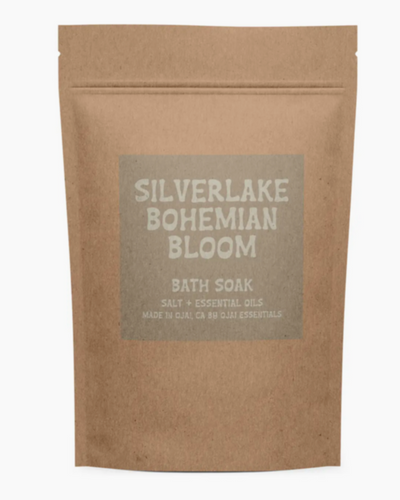 Brown paper packaging of Silverlake Bohemian Bloom bath soak on a white background