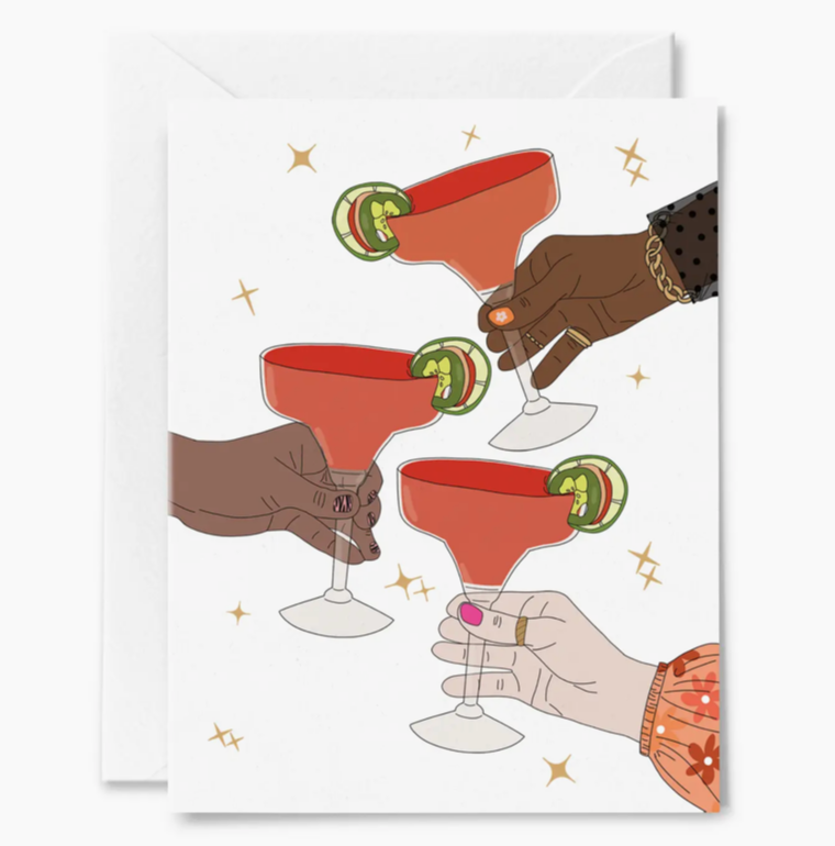 Hands Cheers Cocktails Drinks Greeting Card