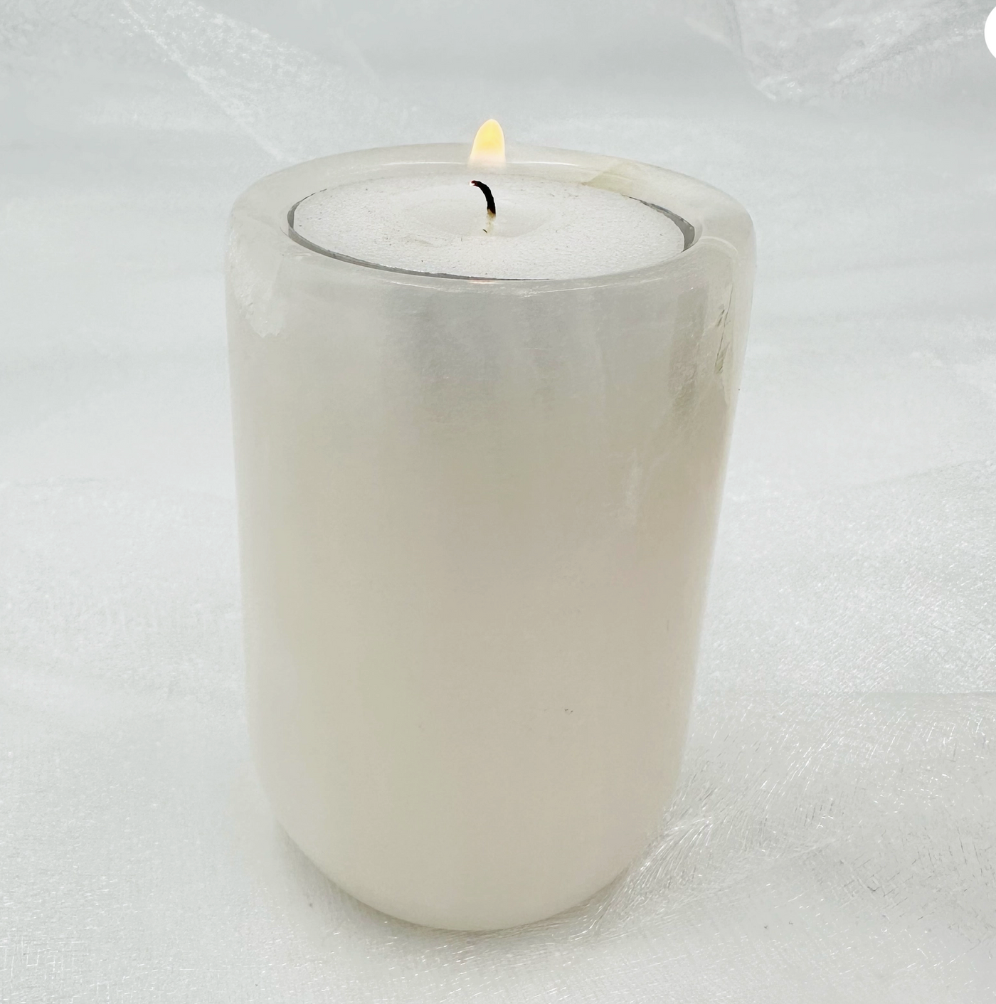 Onyx Crystal Black Zebra Marble TeaLight Candle Holder Pillar White