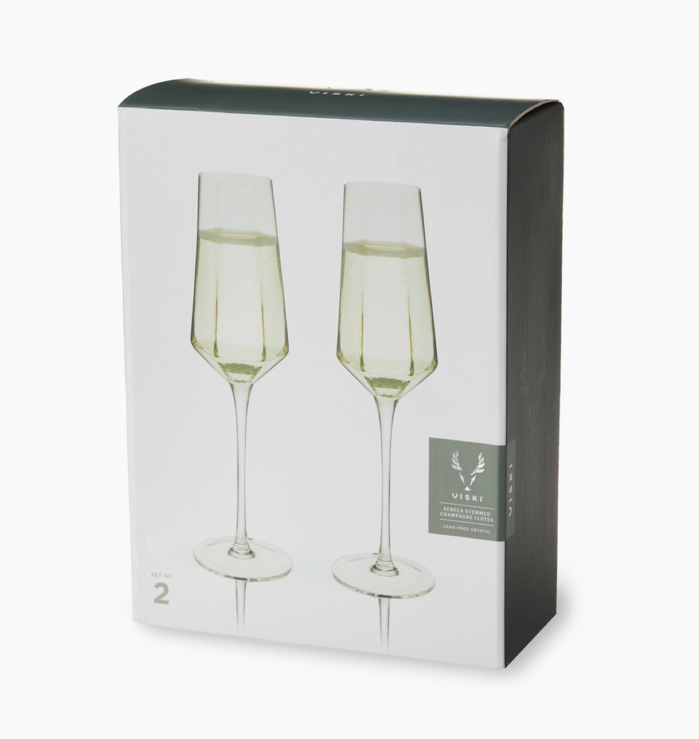 Seneca Diamond Faceted Crystal Champagne Flutes Set of 2 by Viski
