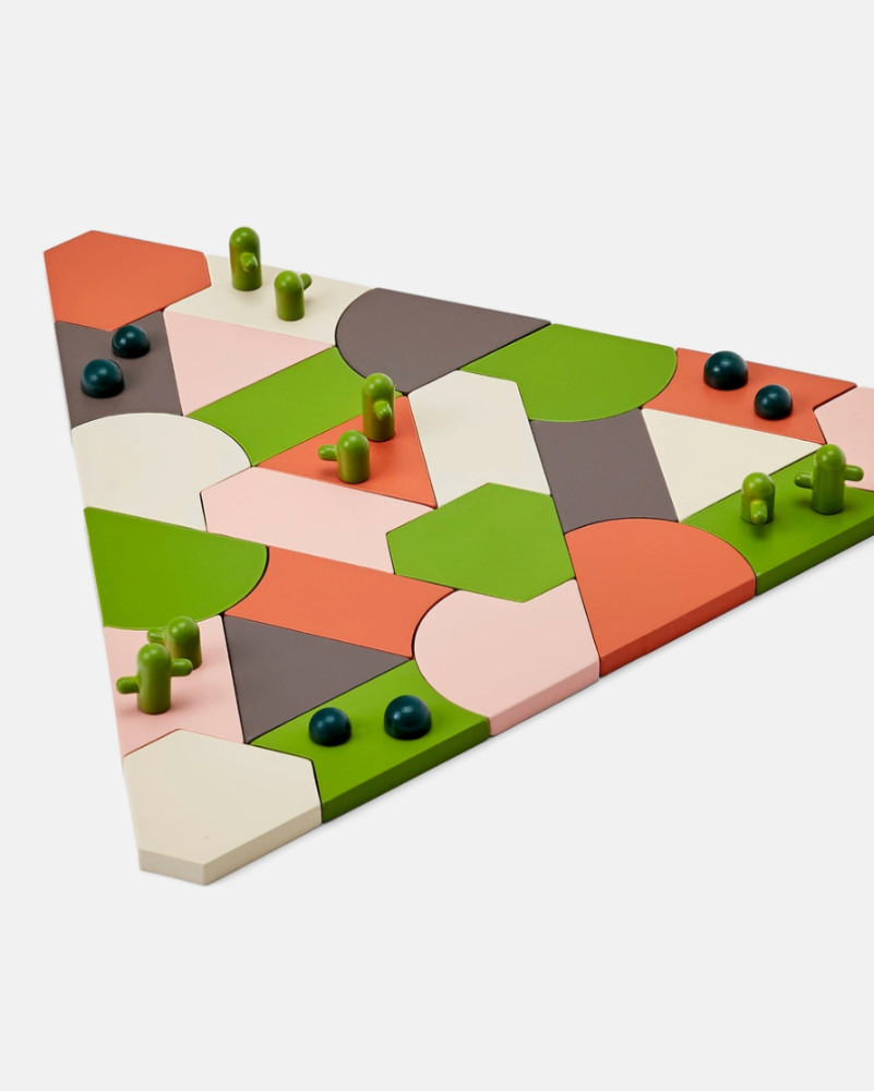 Colorful geometric puzzle on a white background