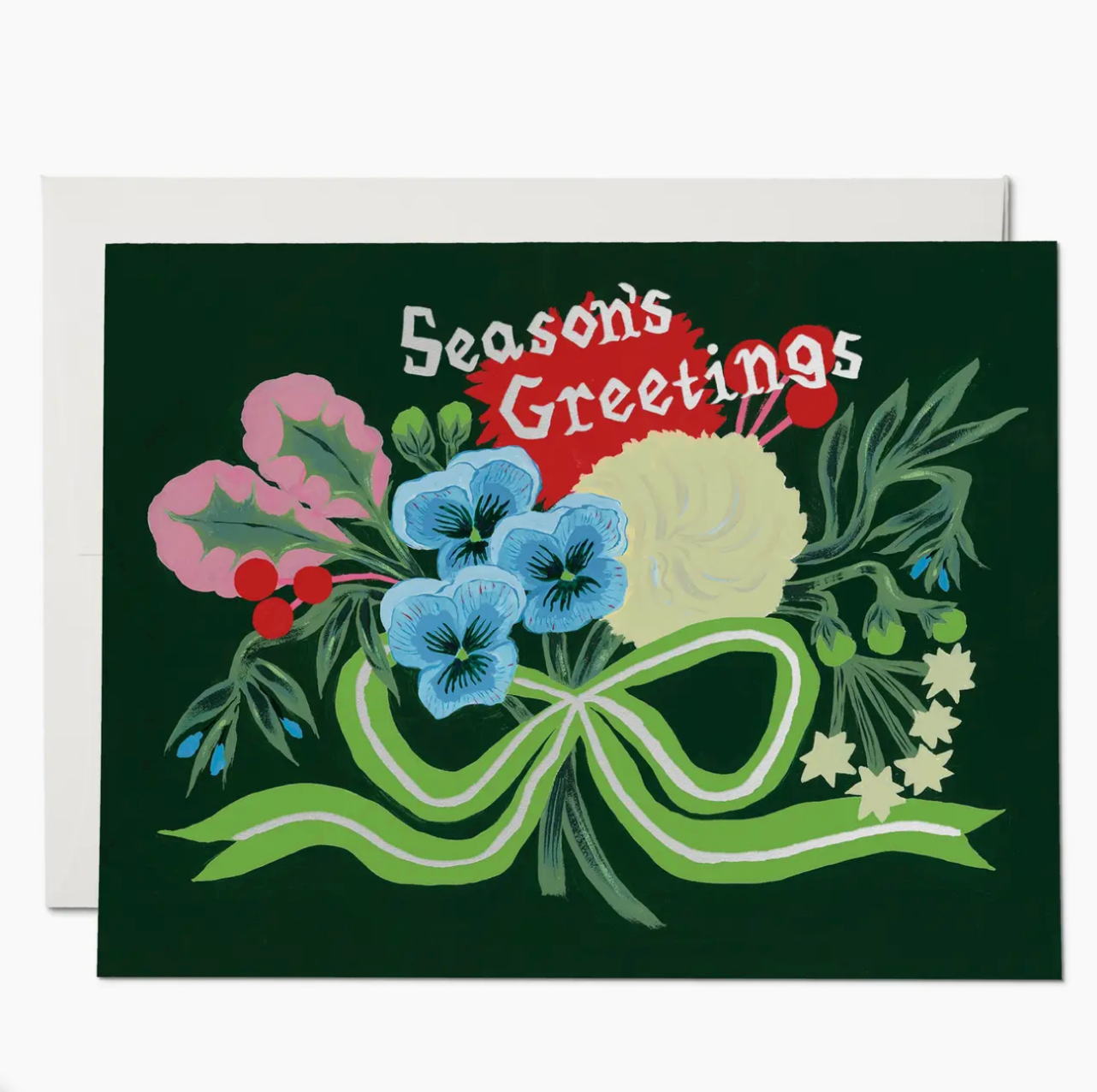 Holiday Bouquet Seasons Greetings Greeting Card
