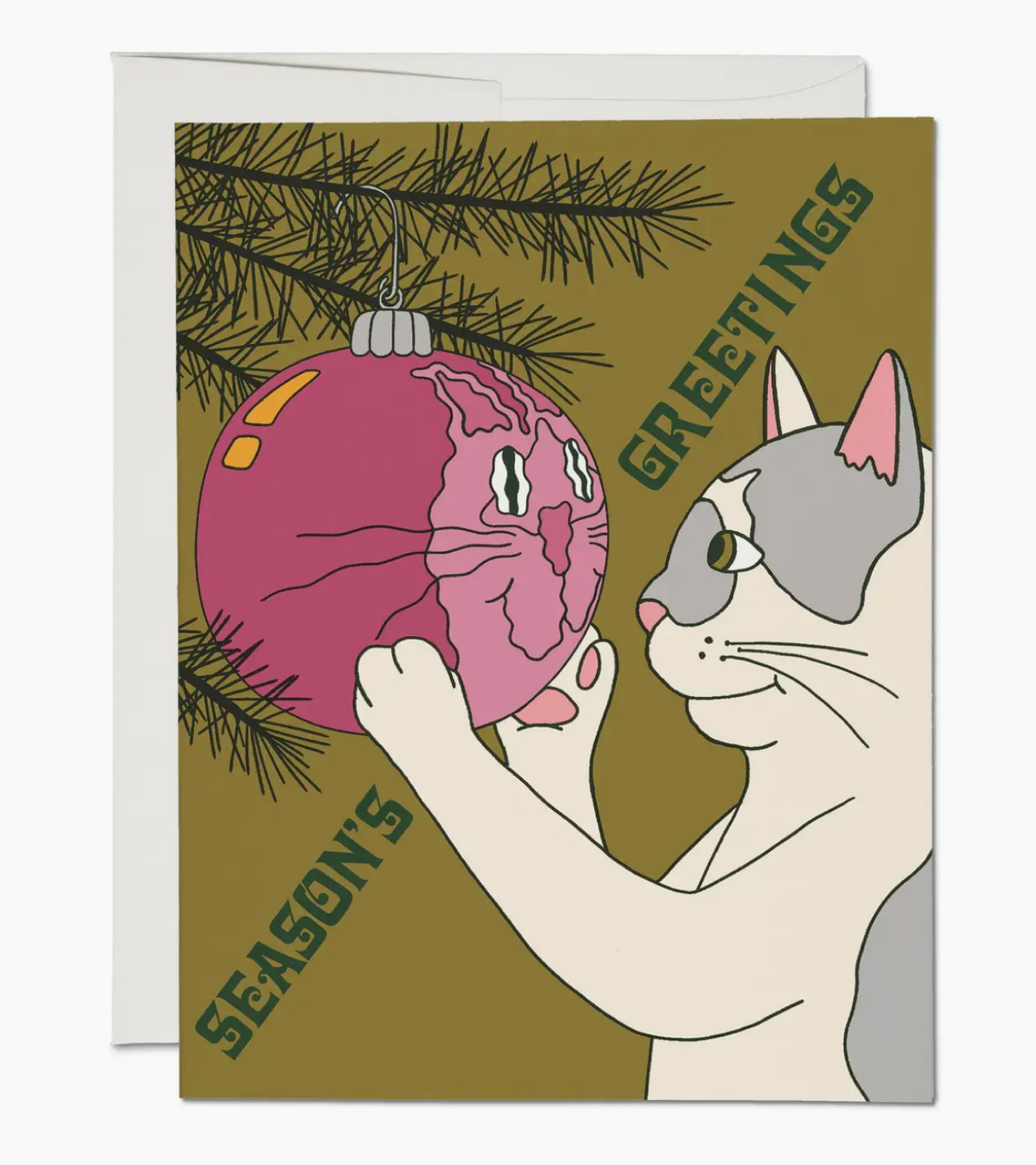 Cat Reflections Seasons Greetings Greeting Card