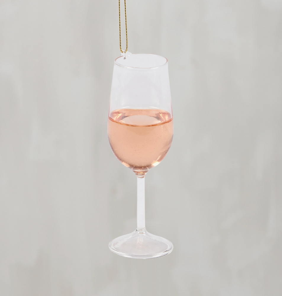 Glass Rose Wine Ornament Holiday Ornament
