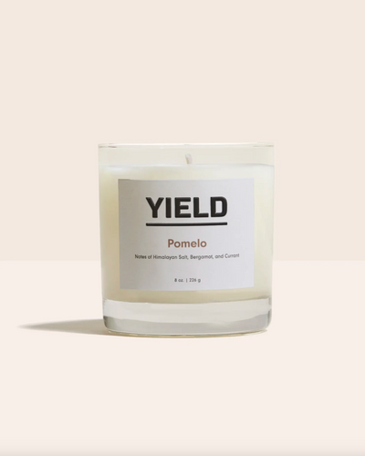 Yield Pomelo candle on a white background