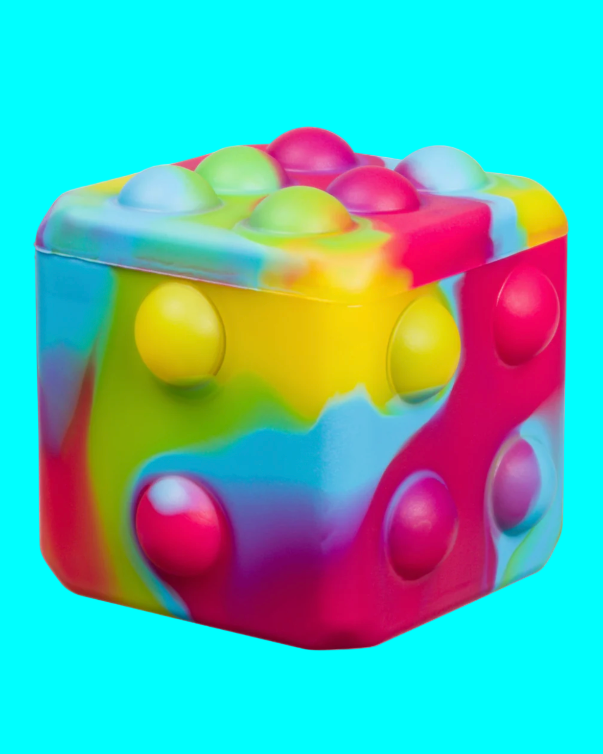 Colorful cube with raised circular nodes on a website homepage
