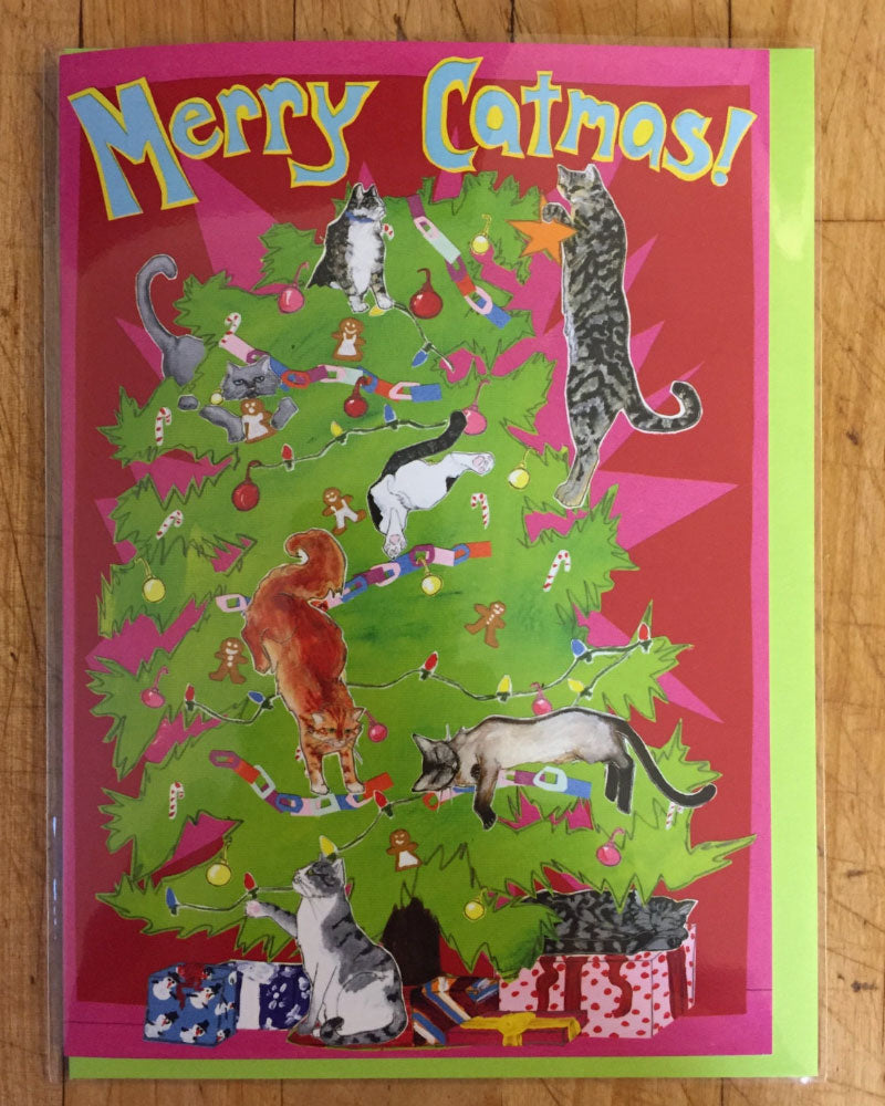 Merry Catmas Holiday Card. Blank&nbsp;inside.