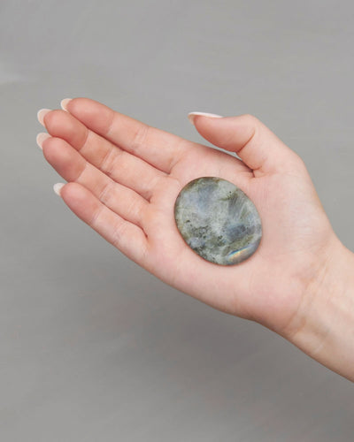 This product can be used as a holistic tool for enhancing one’s wellness practice.
The soft, matte finish of the oval-shaped stone is a sophisticated, yet approachable take on the traditional polished worry stone.
Each crystal is curated based on its metaphysical properties