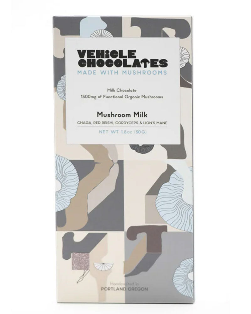 This superfood bar provides your daily dose of adaptogenic mushrooms in delicious European-style oat milk chocolate.
Organic, fair trade, non-GMO, non-dairy, and crafted ethically in Portland, Oregon. Packaging is 100% compostable!
