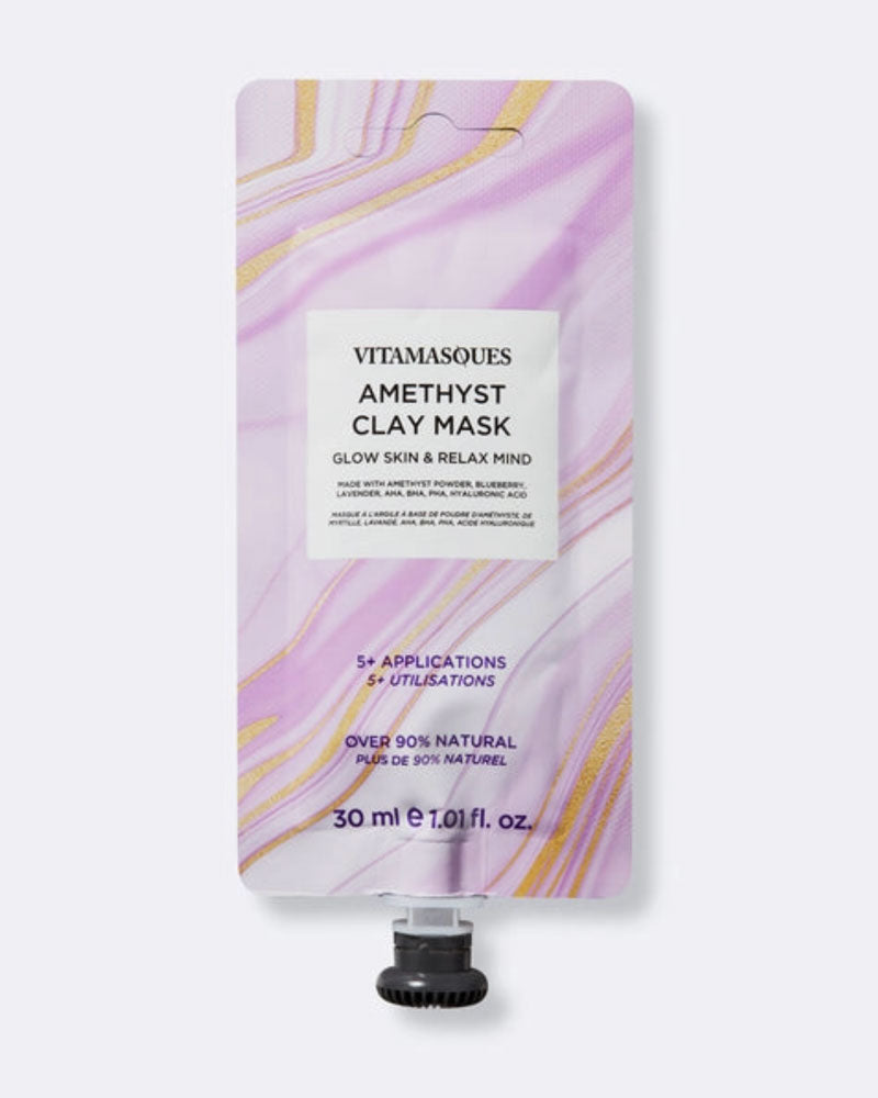 A vegan-friendly mask formulated with Amethyst powder, Blueberry, Lavender, AHA, BHA, PHA and Hyaluronic acid to exfoliate and hydrate your skin while you relax your mind. The perfect skin treat to ensure a glowing complexion. What it is: A wash of clay mask made with Amethyst powder, Blueberry extract, Lavender blossom, AHA, BHA, PHA, Hyaluronic Acid to exfoliate and hydrate your skin while relaxing your mind.