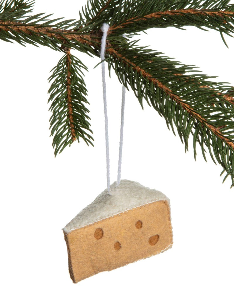 Felted wool cheese ornament