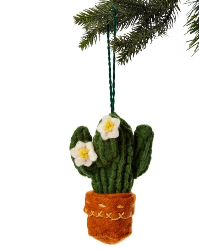 This fun felt ornament is great for year-round or holiday decor! They work with women artisans in Kyrgyzstan to handcraft products using natural fibers and eco-friendly resources. The ornament measures approximately 4 inches in length.