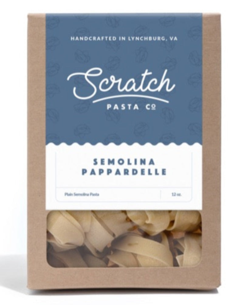 Made with only Semolina Flour and water. Sometimes simpler is better, and this pasta is an easy decision when making just about anything. These pappardelle noodles are especially suited for hearty meals like a bolognese or thick veggie sauce. Ingredients: Semolina Flour, Water Vegan.  Woman Owned.