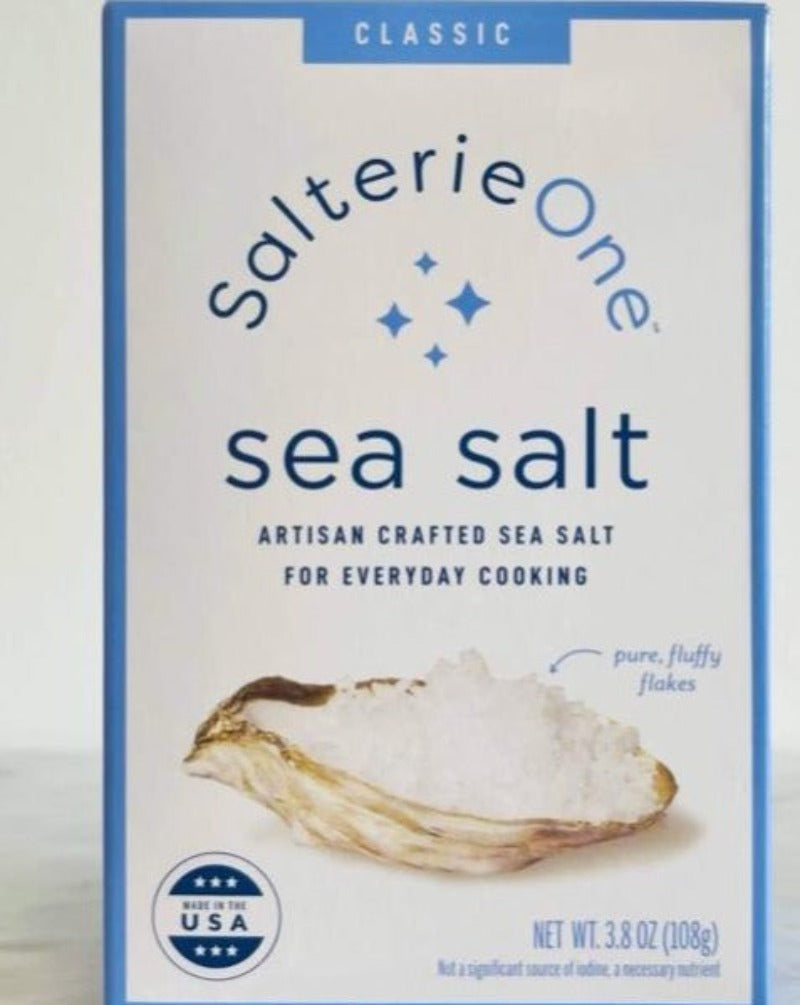Classic Sea Salt is hand-harvested from the pristine waters of Duxbury Bay. The special harvesting process yields light, fluffy flakes that are easy to pinch and full of flavor.  USA made craft sea salt.