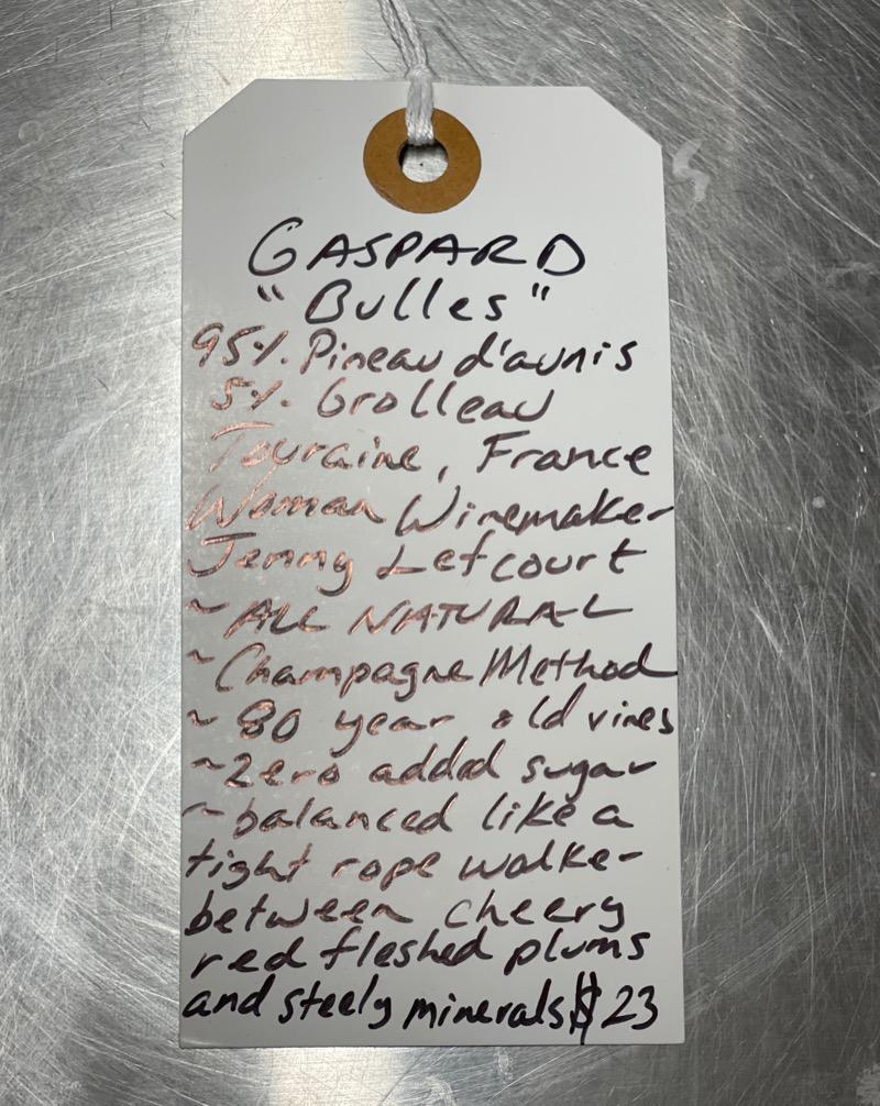 Cabernet Franc Gamay Loire, France.  Woman winemaker - Jenny Lefcourt. Natural/organic. 40 year old vines. Clay + limestone. Cranberry bubblegum. White pepper. Dried herbs. Dry + unusual like a good comic!