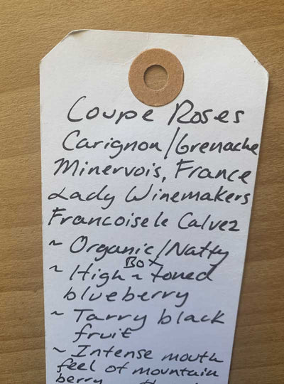 Carignon/Grenache Minervois, France. Woman winemakers - Francoise le Calves. Organic/Natty BOX! 3 Liters equals 4 bottles! Stays good for weeks! High-toned blueberry. CHILLABLE RED. Intense mouth feel of mountain berry.