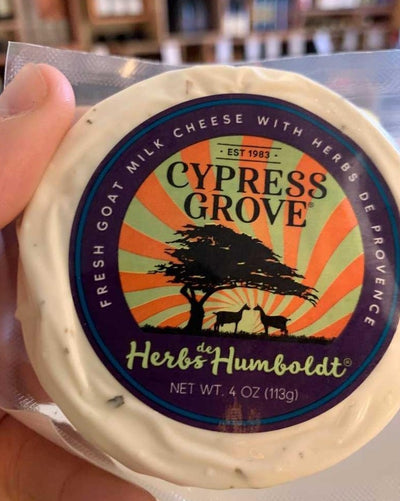Cypress Grove Herbs de Homblodt. Fresh goat milk cheese with herbs de Provence.  **THIS PRODUCT NOT ELIGIBLE FOR SHIPPING - PICK UP OR LOCAL DELIVERY ONLY** Note: Local delivery is calculated under the SHIPPING tab at checkout, so if you are selecting delivery, you will still enter your address under SHIPPING, and then delivery options will be available on the next screen. 