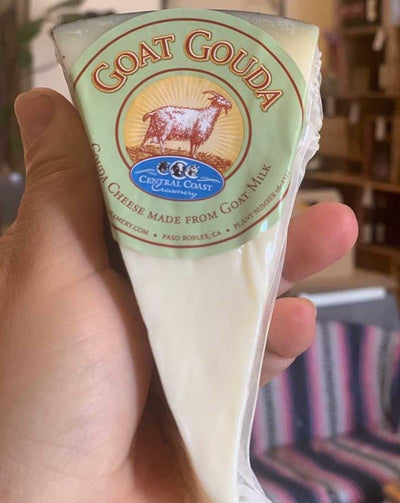 Central Coast Creamery gouda cheese made from goat milk in Paso Robles, CA.  **THIS PRODUCT NOT ELIGIBLE FOR SHIPPING - PICK UP OR LOCAL DELIVERY ONLY** Note: Local delivery is calculated under the SHIPPING tab at checkout, so if you are selecting delivery, you will still enter your address under SHIPPING, and then delivery options will be available on the next screen. 