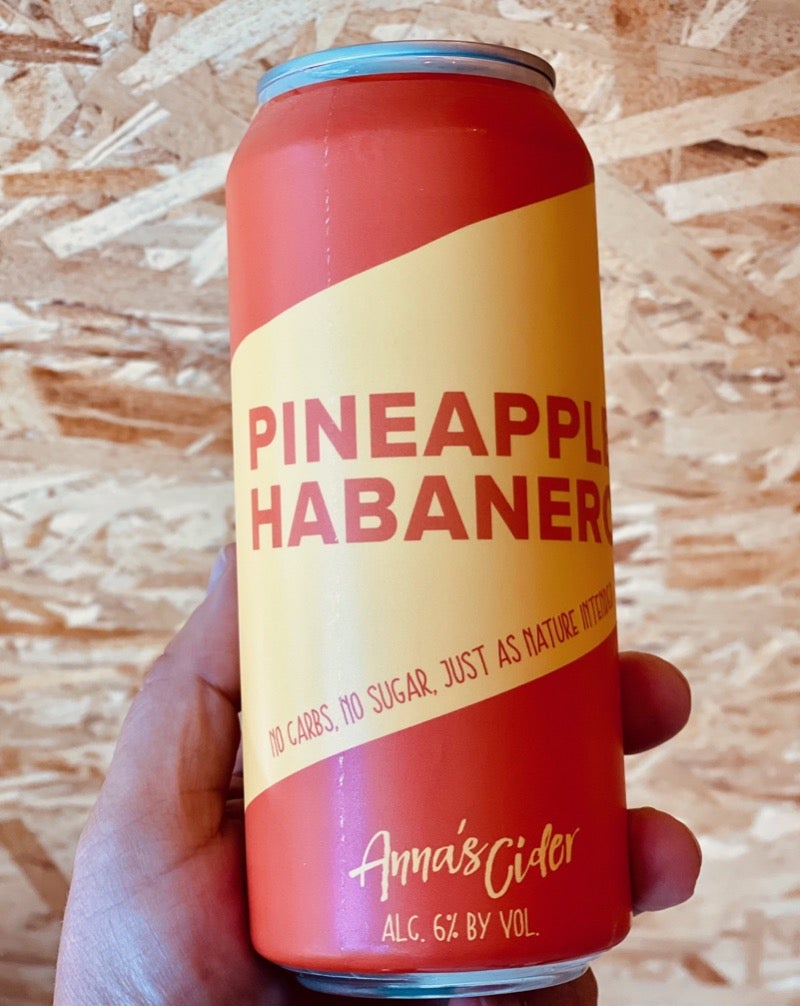 Apples, fresh local habaneros, and pineapple. Santa Paula, California.  Woman brewer - Anna O'Reilly. All natural. Unfiltered and Champagne method. 0 grams of sugar - NO CARBS! Juicy and tropical with a touch of green heat. DRY.