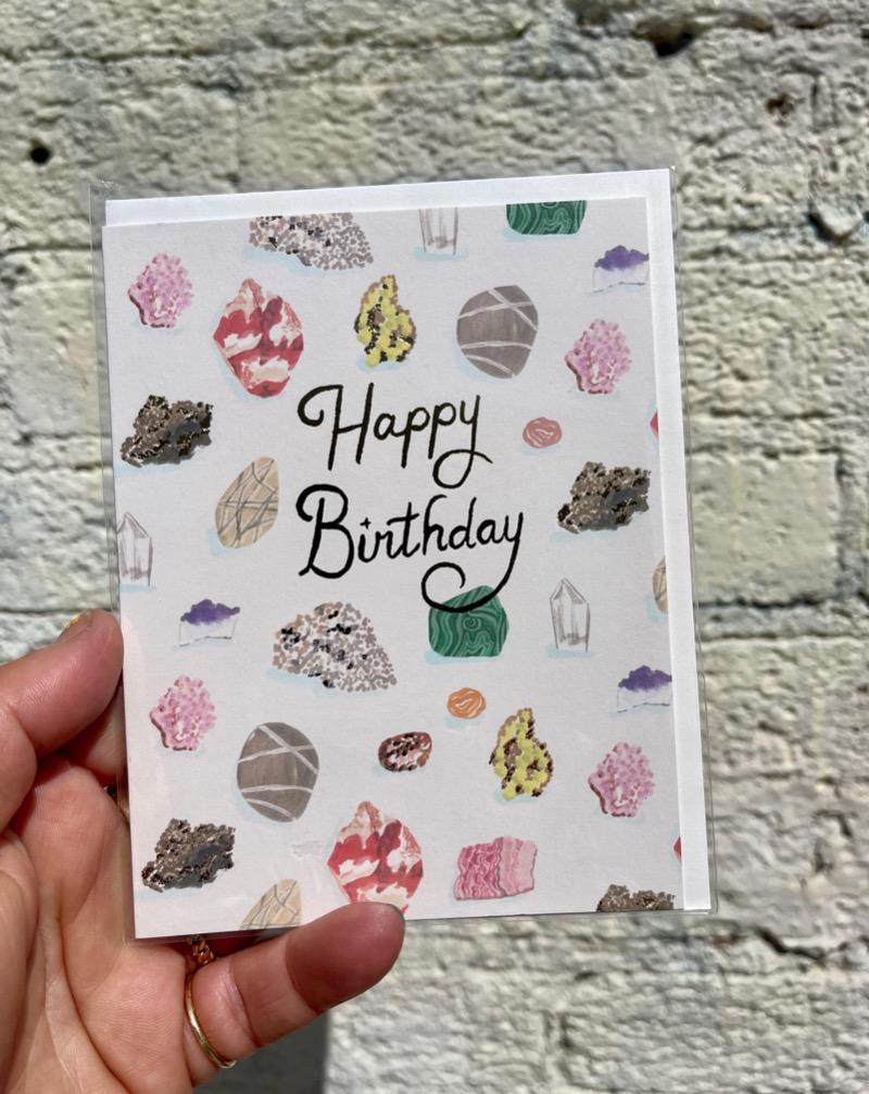 Happy birthday crystals greeting card. Blank inside.