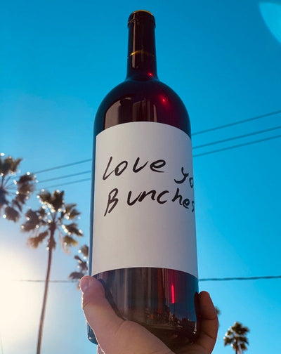 100% Carbonic Sangiovese Santa Barbara, California.  Woman Vintner - Maria Soloranzo, Jessica Stolpman. Magnum (2 bottles). All natural. Chillable Red! Like an all night gay dance party for your mouth. Strawberry + spice. This big bottle has a whole lot of LOVE to give!!