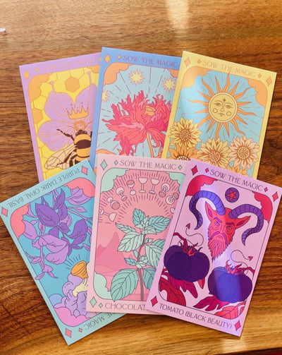 Sow The Magic is inspired by a singular enchantment with Mother Nature and a love of mystic designs. All seeds are sustainably sourced by reputable seed stewards in the USA. These seeds that are open pollinated and/or heirloom varieties. All seeds are Non-GMO and 100% organic. Envelopes contain 15 seeds each.