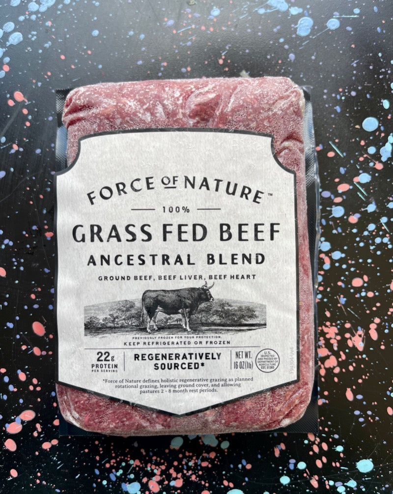  Force of Nature Ground Grass Fed Beef  Woman owned. Ancestral blend. Regeneratively sourced.