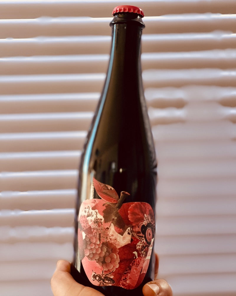 100% Heirloom Apples pressed over Syrah Skins Santa Barbara, California. Woman winemaker - Anna Delaski. All natural. Dry Porch pounder. Fizzy pink apple butter bubbles. A carnival of wild fruit, dried herbs and fun!