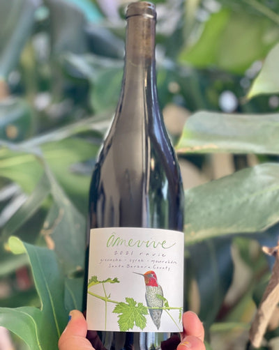 55% Grenache 25% Syrah, 20% Mourvedre Santa Barbara, California.  Woman vintner - Alice Anderson. All natural. Chillable red. Carbonic. A red punch bowl of fresh white cherries and dark pluots.  That super fun friend that you can take anywhere!