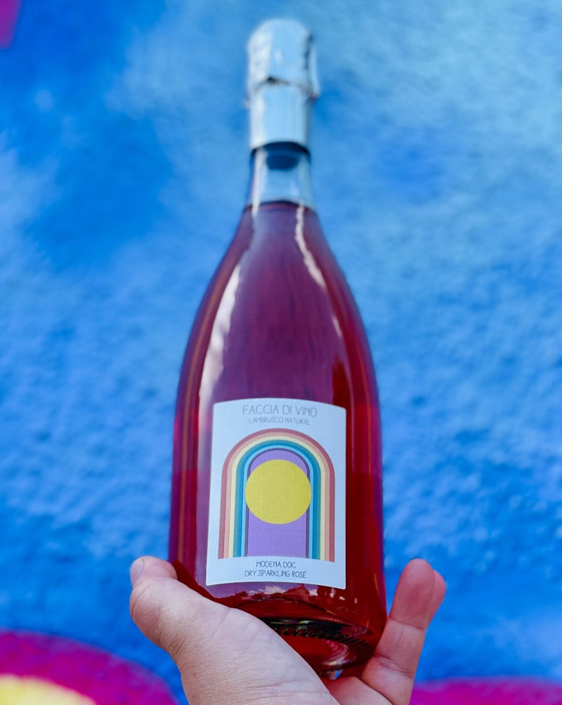 100% Lambrusco Sorbara Emilia Romagna, Italy  Woman winemaker - Coly Den Haan. All natural. Super dry tingles. Salted yellow raspberries. Wild herbs.  Peach Dreams. Drink it or pour all over your face!